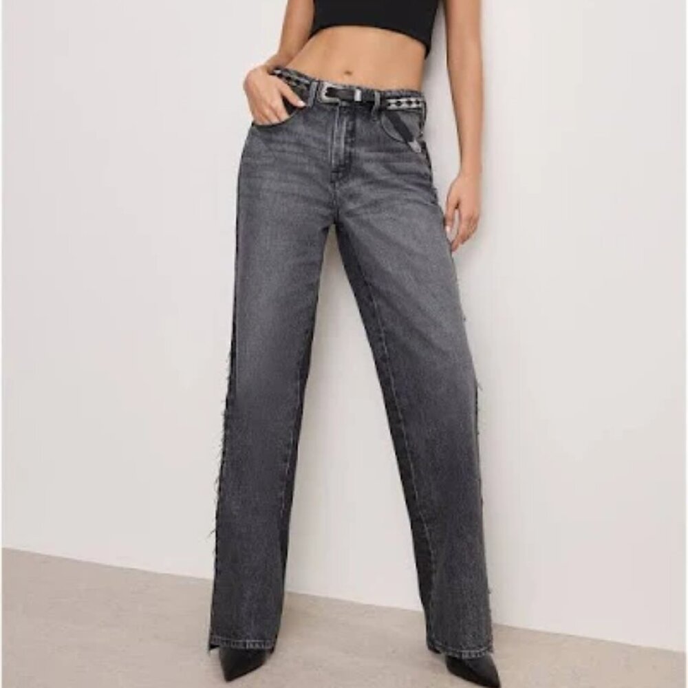 Good American  Good 90s Mid-Rise Straight Jeans Black Size 4/27 New With Tags